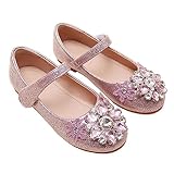 Mädchenschuhe, 12 Prinzessinnenschuhe, bequem, weich, flach, einzelne Schuhe, modische Damenschuhe, kleines Mädchen, weiche Unterseite, einzelne Schuhe, Mädchen, 5, rose, 35 EU