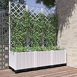 Vopese Garten-Pflanzgefäß mit Rankgitter, weiß, 120 x 40 x 136 cm, PP, Garten-Pflanzgefäße, Pflanzgefäße, Blumenkasten für Terrasse, Hinterhof und Rasen, Gartendekoration, Gemüse-Kräuterbeet,