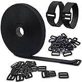 10m Klettband mit 50 Schnalle, Freie Schnittlänge Klett Kabelbinder 2cm Breit , wiederverwendbare kabelbinder Schwarz Klettverschluss Band für Home Office Büro und Garten…