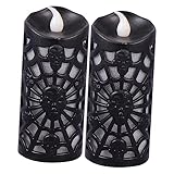 iplusmile 2 Stück Kerzenlicht Halloween -Türschild geführte Kerze Halloween- schwarze LED-Kerzen halloween costume halloween kleidung lustige Lampe Halloween-Lampen-Ornamente Black
