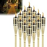 LZQ 24 Stück Gartenfackeln für Draußen 90cm Gartenfackel, Ölfackeln Bambusfackeln Fackeln für Draußen Deko