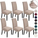 NORTHERN BROTHERS Stuhlhussen für Esszimmer, Esstisch-Stuhlhussen, 6er-Set, Esszimmerstuhl-Schonbezüge, Parson-Stuhlhussen, Küchenstuhlhussen, Khaki, Größe 37 (Yitao Kaqi 6)