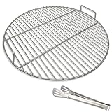 Huanniu - Runde 304 Edelstahl Grillroste mit Grillzange, 44.5 cm Durchmesser, passend für Weber 47cm Kugelgrill, Holzkohle Grill, tragbares Grillzubehör