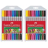 Faber-Castell Doppelfasermaler, 2x 10er Etui, Silber, Mittelspitze, Marker