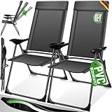 KESSER® 2er Set Gartenstuhl Hochlehner Alu Klappstuhl 7-Fach Verstellbar mit Armlehnen Atmungsaktiv klappbar Campingstuhl Balkonstuhl Klappsessel Garten Terrasse, Anthrazit