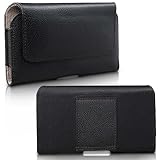 XiRRiX Handy Gürteltasche - universal quer Handytasche Größe 3XL - speziell für Herren Designed - Gürtel Handy Tasche mit Fester Gürtelschlaufe - Leder Smartphonetasche in schwarz