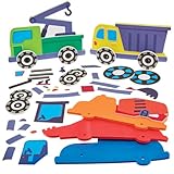 Baker Ross FN072 Baufahrzeuge-Schiebesets – 5er-Pack, kreative Bastelsets für Kinder zum Basteln