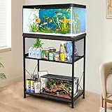 LALA IKAI Aquarium-Ständer für Aquarien, Metall, mit 2 Ebenen, 4-Bein-Ständer, Reptilien-Tankständer, 65 cm L x 32 cm B x 78 cm H, Schwarz