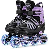 Inline Skates für Kinder Mädchen, Verstellbare Inliner Rollschuhe Kinder mit Allen leuchtenden Rädern für Damen Jungs Anfänger (S (EU28-32))