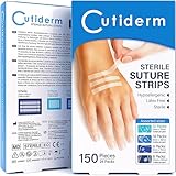 Cutiderm Wundnahtstreifen-Strips/Klammerpflaster Nahtmaterial Wundverschluss-Streifen, steril, 4 Größen, 150er