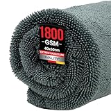 Ivality® Auto Trockentuch Groß 40x60 cm – 1800 GSM Ultra Saugstarke Mikrofasertücher für Autopflege und Motorrad, Fusselfreies, Lack-schonendes Twisted Towel Microfasertücher - Grau