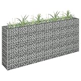 Gabion Hochbeet, Pflanzgefäß, Drahtzaun, verzinkter Stahl, Terrasse, Blumenkorb, Netzzaun für Garten, Hinterhof, Außenlandschaft, 450 x 30 x 80 cm (L x B x H)