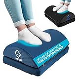 FLIPLINE Fußstütze Schreibtisch Blau, Abnehmbarer & Waschbarer Mesh-Bezug, Höhenverstellbare Fußbank, Rutschfest Fußablage Schreibtisch, Fußhocker Büro & Homeoffice Zubehör, Ergonomische Footrest