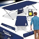 KESSER® Campingbett Klappbett mit Tragetasche, Seitentasche & Campinglicht | Stabiles Feldbett 190x73x45cm bis 150 kg Belastbar Metallrohr | 600D Oxfordgewebe Tragbar Liege Reise Bequem | Navyblau