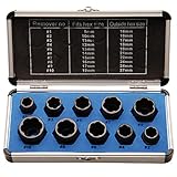 BGS Diy 20210 | Spiral-Profil-Steckschlüssel-Satz/Schraubenausdreher | 10 mm (3/8') / Außensechskant | SW 9-19 mm | 10-tlg.