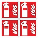 pubblimania 4 Stück PVC-Feuerlöscher-Aufkleber, widerstandsfähig für Außen- und Innenbereich (14,5 x 14,5 cm) (4 Feuerlöscher-Aufkleber)