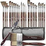 Pinselset Acrylfarben - 25 Stück Premium Synthetisches Künstlerpinsel mit Organisationstasche und Spachtel für Acryl, Aquarell, Öl,Gouache, Steinmalerei | kein Haarverlust | Acryl Pinsel, Öl Pinsel