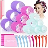 GeeRic selbsthaftende Lockenwickler,33 Stücke Lockenwickler Set Haftwickler in 3 Größen (44 mm, 36 mm, 25mm) Praktische Klettwickler für stylische Frisuren 12 Stücke Entenschnabel Schneiden Clipsfür