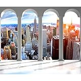 decomonkey Fototapete New York 3d Effekt 300x210 cm XL Tapete Fototapeten Vlies Tapeten Vliestapete Wandtapete moderne Wandbild Wand Schlafzimmer Wohnzimmer Stadt City USA Architektur