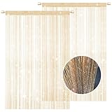 AHEJIOO 2 Stücke Fadenvorhang, 100 X 200cm Türvorhang, Fadenvorhang Insektenschutz, Perlenvorhang, Perlenvorhang Türvorhang Insektenschutz, Fliegenvorhang, Champagne