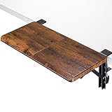 ETHU Ergonomics Schreibtisch-Erweiterungsablage, 67,8 x 29 cm, groß, faltbar, Tastatur-Schublade, zum Anklemmen, Armlehnen-Unterstützung für Zuhause und Büro (Holz)