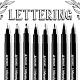 Tritart Handlettering Stifte - Kalligraphie Set inkl. 8 Kalligraphie Stifte - Versch. Stiftspitzen - 8x Kaligraphiestift Brushpen - Schönschreibstift - Fineliner und Malstifte in Schwarz