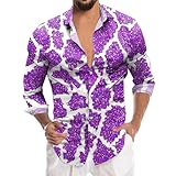 Herren Glitzer Hemd Langarm Männerkostüme Karneval 90er Jahre Outfit Herren Herren Pailletten Hemd Glitzer Hemd Silvester Hippie Hawaiihemd Mit Knöpfen Shirt Bügelfrei Vintage-Stil Glitzerhemd