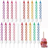 Bessy shop Bunt Geburtstagskerzen,20 Stück Kerzenset mit Haltern,Kuchenkerzen für Geburtstagsdeko, Partykerzen für Geburtstag,Party, Weihnachten,Feier(7cm)