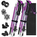 HOVIN Wanderstöcke Faltbar,Nordic Walking Stöcke Aluminium Verstellbar 110-125cm,Trekkingstöcke mit 4 Paar Gummipuffers für Trekking,Wandern und Skifahren