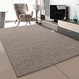 SANAT Teppich Wohnzimmer - Beige Hochflor Langflor Teppiche Modern, Größe: 120x170 cm