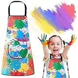 COYUN 1pcs Malschürze Kinder, Schürze Schule für Mädchen Junge, Verstellbare Kochschürze mit Big Taschen, Malkittel, Kinder Wasserdicht Malerkittel, für Basteln Malen Backen Kochen