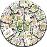 RGBEE Matcha Sticker Set 50 Stücke, Aesthetic Grün Wasserfeste Aufkleber für Laptop Scrapbooking Journal Kindle Macbook Koffer Helm Motorrad Skateboard Fahrrad Tumblr Stickerbomb