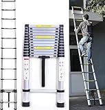 Teleskopleiter 5M, Aluleiter Klappleiter Mehrzweckleiter Rutschfester Ausziehleiter Ausziehbare Leiter Sprossenleiter Stehleiter Tragbar Leichte Leiter Schiebeleiter 150 kg Belastbarkeit