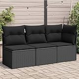 Festnight Gartensofa Rattan Sofa mit Stauraum 3 Sitzer Lounge Sofa Outdoor Rattansofa 3er Balkon Lounge Klein Balkonmöbel Couch Gartenlounge Gartenmöbel Polyrattan