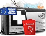 KFZ Verbandstasche nach aktueller Norm 2025 inkl. Beatmungstüchern - KFZ Verbandskasten europaweit nutzbar - Erste Hilfe Set Verbandkasten DIN 13164:2022 (StVO konform)