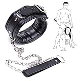 PIIKNUO Fetisch Halsband Einstellbar SM Bondage Halsbänder Erwachsene Sex Spielzeug Flirt Halsband mit Ketten Gepolstert BDSM Bondage Erotik Halsbänder Fetisch SM Slave Cosplay Sex Toys für Paar