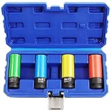 S&R Kraft-Schoneinsätze Set 1/2' – 15-21 mm für Alu-Felgen, Radschrauben & Radmuttern – Chrom-Molybdän Stahl, geeignet für Schlagschrauber und Drehmomentschlüssel, Vierkantantrieb