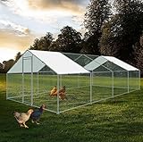 vanvilla Hühnerstall groß Freilaufgehege Hühner Voliere Hühner Hühnerstall XXL Voliere Tiergehege Freilaufgehege für Kaninchen Hühnergehege Freilauf groß Kleintierstall XXL Hühner 3x8x2 m