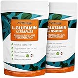 L-Glutamin Pulver 1000g vegan, optimal hochdosiert & geschmacksneutral, L-Glutamin ohne Zusatzstoffe, ultrapure mit über 99,9% Reinheit, L-Glutamine aus Fermentation, laborgeprüft, Vorrat für 100 Tage