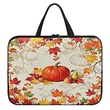 Treer Laptoptasche 10-17 Zoll, Kürbis-Druck Handtasche Damen Herren, Laptop Tasche mit Reißverschluss, Wasserdichte Tragetasche Laptop Rucksack, Notebook Tasche für Business (Orange 5,15 Zoll)