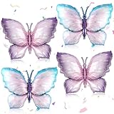 4 Stück Schmetterling luftballon,Blau Lila Schmetterlinge Folienballon feen Geburtstag Deko für Mädchen Schmetterling Party, Kinder Geburtstag Deko, Hochzeit, Gartenparty (Blau & Lila)