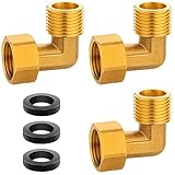3 Stück Messing Beweglich Verschraubung 1/2 Zoll, Messing Winkel 90°, 1/2' IG/AG Verschraubung aus Messing, DN15 90 Grad Winkelverschraubung für Wasserreiniger, Wasserrohr, Sanitärzubehör