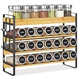 EsLuker.ly Gewürzregal Gewürz Holz Organizer Gewürzorganizer, 4-stufiges Bambus Spice Rack Organizer Gewürzregale Gewürzständer Gewürzhalter Gewurzregalsystem Stehend & Wand für Küchen Speisekammer