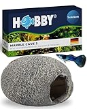 HOBBY Aquaristik Marble Cave 3 I 7 x 6 x 5 cm I Brut- und Versteckhöhle für Aquarien I Aquarium Dekoration I Deko Höhle für Zwergbuntbarsche, Welse und Garnelen I natürliches Aquariumzubehör