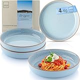 Sänger Rio Lagune | Pastaschalen 4 teilig, 4x Nudel Schalen aus Steingut, Schüssel Set spülmaschinenfest mikrowellenfest kratzfest, große Schüssel blau 750 ml | VALUE COLLECTION