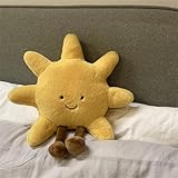 Lächeln Sonne Plüsch Dekokissen, Mond Kissen für Kinder zum Kuscheln Sofakissen 3D Plüschtier Geburstagsgeschenke Zierkissen (Sonne 35cm)