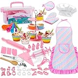 Küchenset für Kinder, Rollenspiele, Backset für Kinder mit Dinosaurierschürze und Kochmütze | 64-teiliges komplettes Küchenzubehör für Junior-Koch - Backset