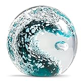 EUSTUMA Handgeblasene Glasfiguren, Kugel, Ozeanwellen, Briefbeschwerer, Glaskugel, Heimdekoration, Sammlerstück, Aquarium-Dekoration, Bürodekoration, Ozeanliebhaber