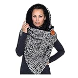 LOKAXXZU Damen Dreieckiger Winterschal mit Knopf, weicher Kaschmir, warmer, weicher Winterschal (a A)