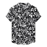 Hemd Kurzarm Herren, 80er Jahre Outfit Herren Hawaii Hemd Männer Leichtes Sommerhemd 70er Kurzarmhemd Hawaiihemd 60er Hip Hop Disco Outfit Mit Aufdruck Funky Comfort Fit 90er Jahre Bunte Hemden Herren